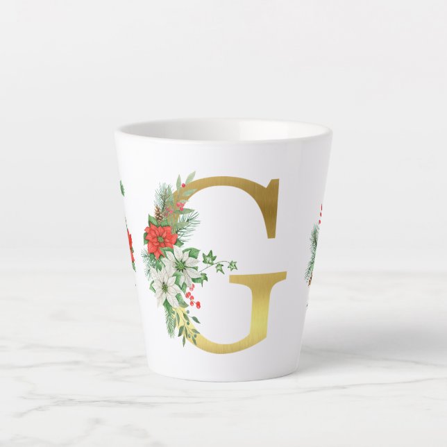 Tasse Latte Lettre en latte de Noël monogramme Mug-or (Devant)
