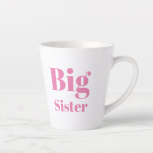 Tasse Latte LETTRE GRANDE SOEUR Pink blanche