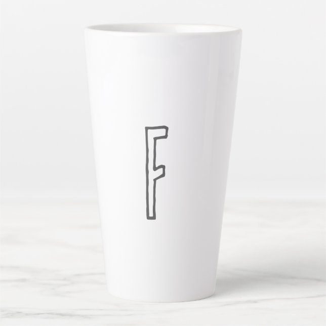 TASSE LATTE LETTRE INITIALE GRECQUE ET BLANC MONOMOBILE PLAINE (Devant)