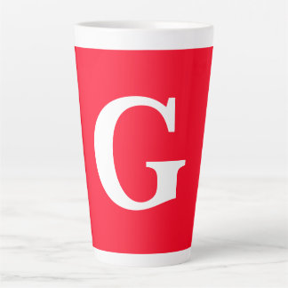 Tasse Latte Lettre initiale Monogramme Rouge Blanc Plaine Simp