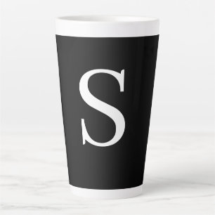 TASSE LATTE LETTRE INITIALE NOIRE ET BLANCHE MINUSCULE MONOMOB
