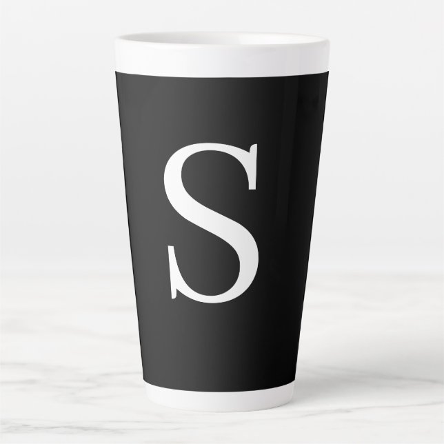 TASSE LATTE LETTRE INITIALE NOIRE ET BLANCHE MINUSCULE MONOMOB (Devant)