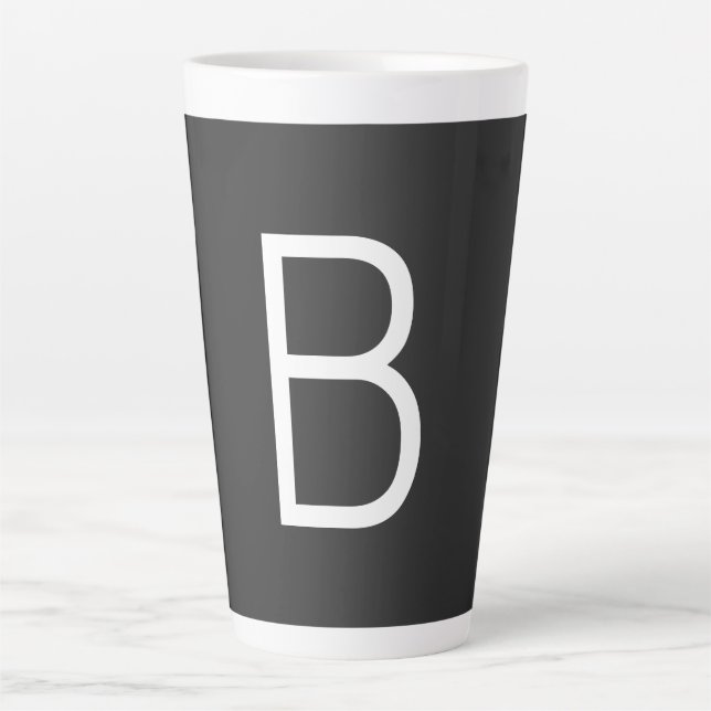 Tasse Latte Lettre initiale noire Monogramme moderne (Devant)
