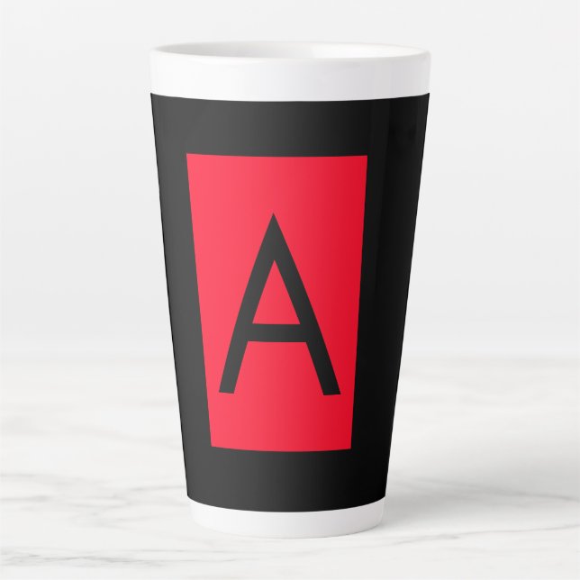 TASSE LATTE LETTRE INITIALE NOIRE ROUGE LETTRE NOIRE PLACE (Devant)