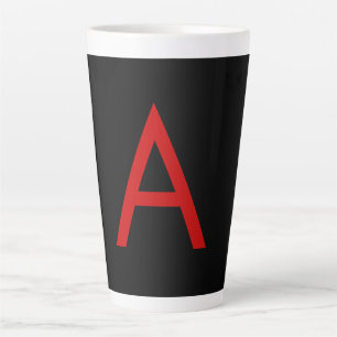 TASSE LATTE LETTRE INITIALE NOIRE ROUGE LETTRE NOIRE PLACE