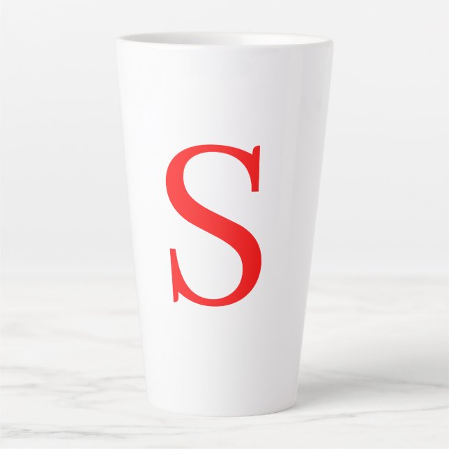 TASSE LATTE LETTRE INITIALE ROUGE ET BLANCHE MINUSCULE MONOMOB (Devant)