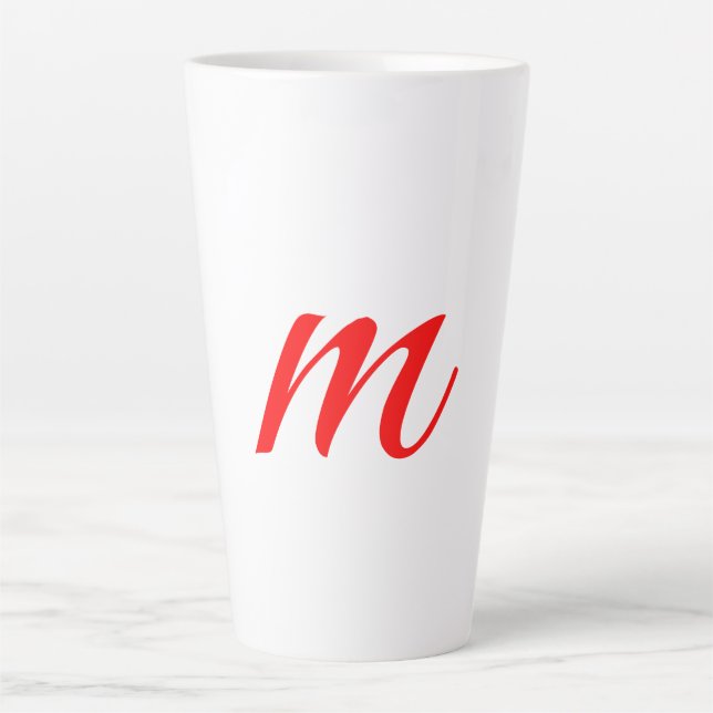 Tasse Latte Lettre initiale rouge monogramme professionnel mod (Devant)
