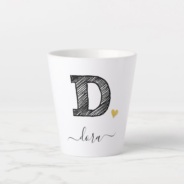 Tasse Latte LETTRE MONOGRAPHIQUE D RÉtro D, BOUGIE EN DERNIÈRE (Devant)