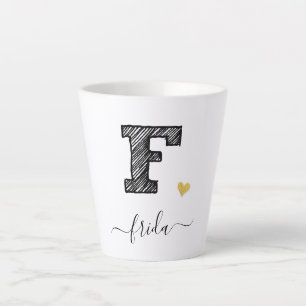 Tasse Latte LETTRE MONOGRAPHIQUE D'ÉCRAN RÉtro F, TÊTE