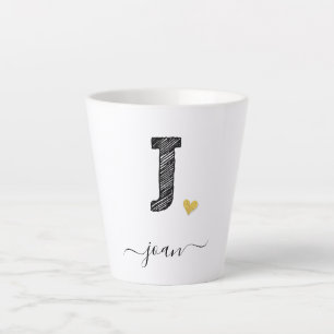 Tasse Latte LETTRE MONOGRAPHIQUE D'ÉCRAN RÉtro J