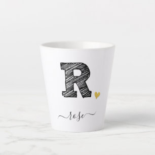 Tasse Latte LETTRE MONOGRAPHIQUE D'ÉCRAN RÉtro R