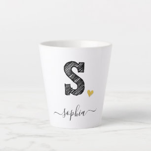 Tasse Latte LETTRE MONOGRAPHIQUE D'ÉCRAN RÉtro S, TÊTE
