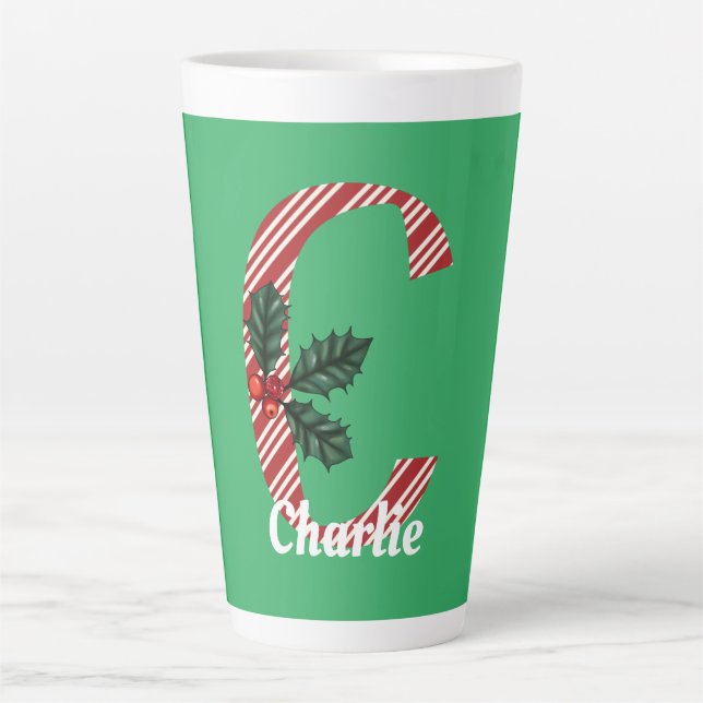 Tasse Latte Lettre sucre de canne C Grand Noël (Devant)