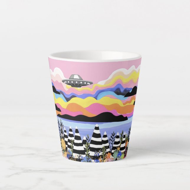 Tasse Latte Lever de soleil avec OVNI (Devant)