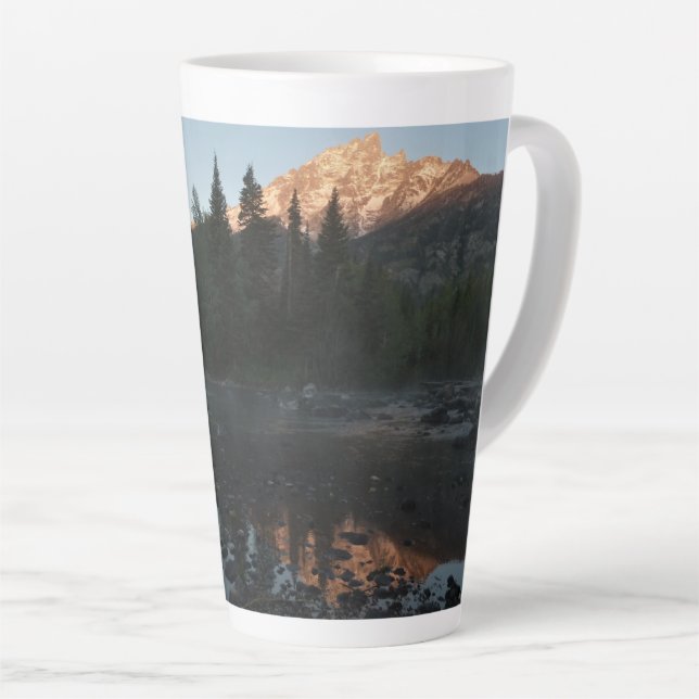 Tasse Latte Lever de soleil de Grand Teton à Cottonwood Creek (Angle droit)