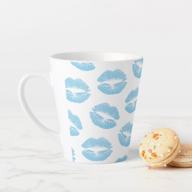 Tasse Latte Lèvres Bleues, Motif De Lèvres, Bleu, Baiser (En situation)