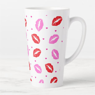 Tasse Latte Lèvres roses et rouges et coeurs en céramique Latt