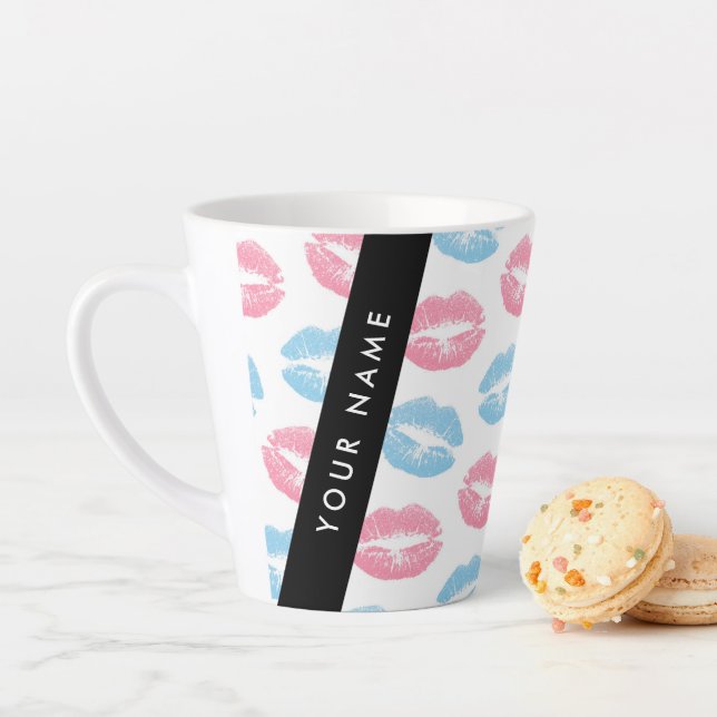 Tasse Latte Lèvres Roses, Lèvres Bleues, Baiser, Votre Nom, Pe (En situation)
