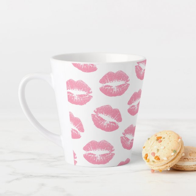 Tasse Latte Lèvres Roses, Motif De Lèvres, Rouge Rose, Baiser (En situation)