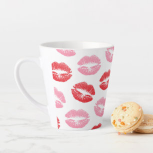 Tasse Latte Lèvres rouges et roses, Motif des lèvres, bâton à