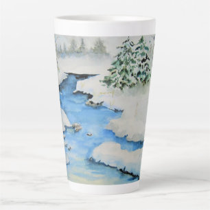 Tasse Latte L'hiver dans la vallée