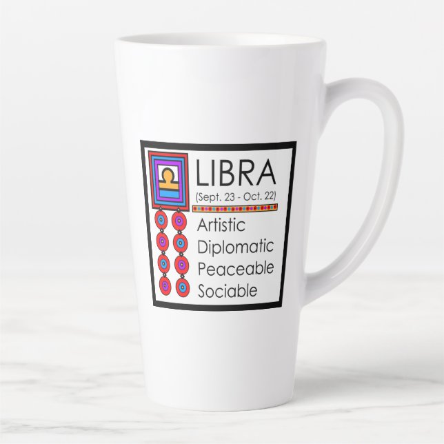 Tasse Latte Libra Personality Traits 17oz. Musique Latte Desig (Droite)