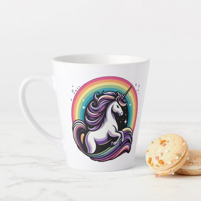 Tasse Latte Licorne Arc-en-ciel (En situation)