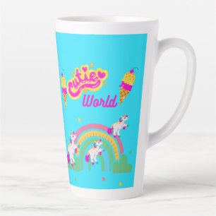 Tasse Latte Licorne et arc-en-ciel du monde des mignons