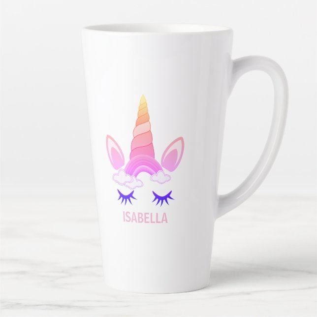 Tasse Latte Licorne Magique Nom Personnalisé (Droite)