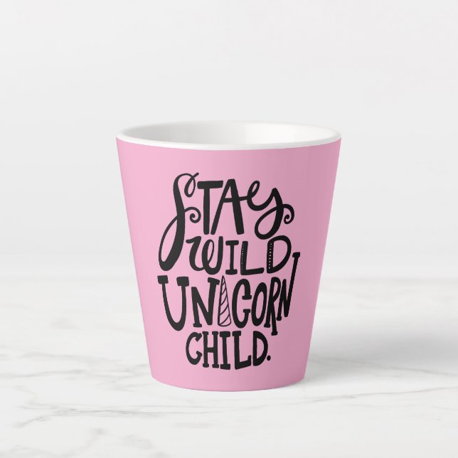 Tasse Latte Licorne sauvage rose féminine (Devant)