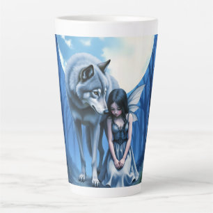 Tasse Latte Lien sous la lune – Le loup et la fée gothique.