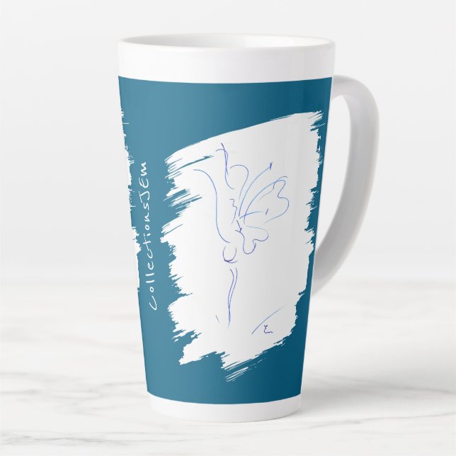 Tasse Latte Ligne bleu 1 (Angle droit)