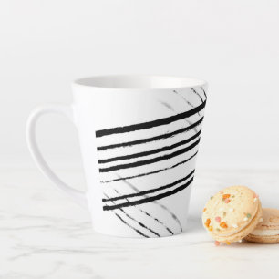 Tasse Latte Lignes Abstraites Minimalistes Noir et Blanc Moder
