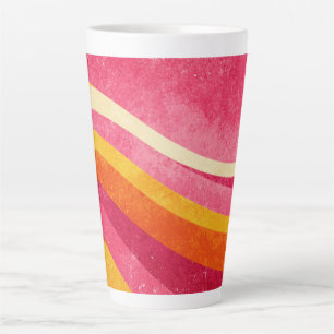 Tasse Latte Lignes ondulées rétro – Fond de couleur vintage