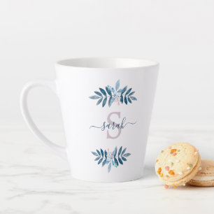 Tasse Latte Lilac Aquarelle Florale Monogramme