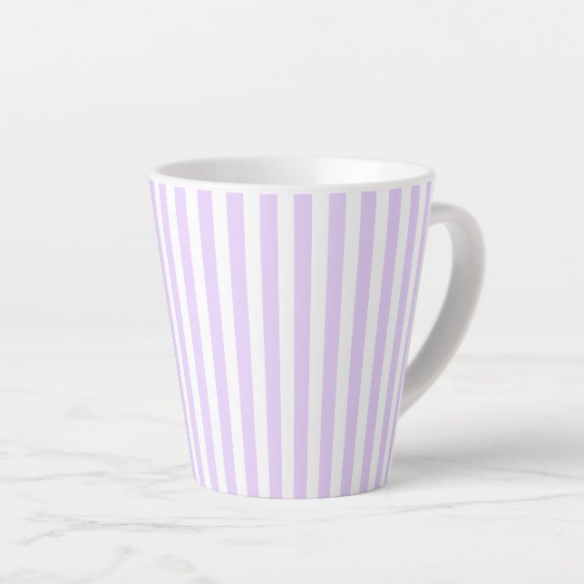 Tasse Latte Lilac purple and white candy stripes (Angle droit)