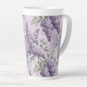 Tasse Latte Lilas Fleurs de lilas Vert sauge Lavande poudrée
