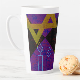 Tasse Latte L'image à thème Hanukkah de SlipperyJoe's jaune do