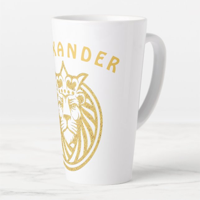 Tasse Latte Lion Avec Couronne - Style Or 4 (Angle droit)