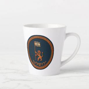 Tasse Latte Lion Du Jour De Jérusalem Avec Drapeau