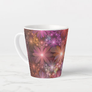 Tasse Latte Lit De Fleurs Coloré Brillant Art Fractal Abstrait