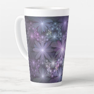 Tasse Latte Lit de fleurs tendance brillant art fractal abstra