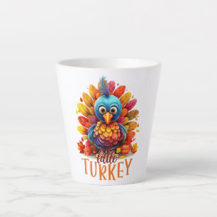 Tasse Latte Little Turkey - Joli style de dessin coloré