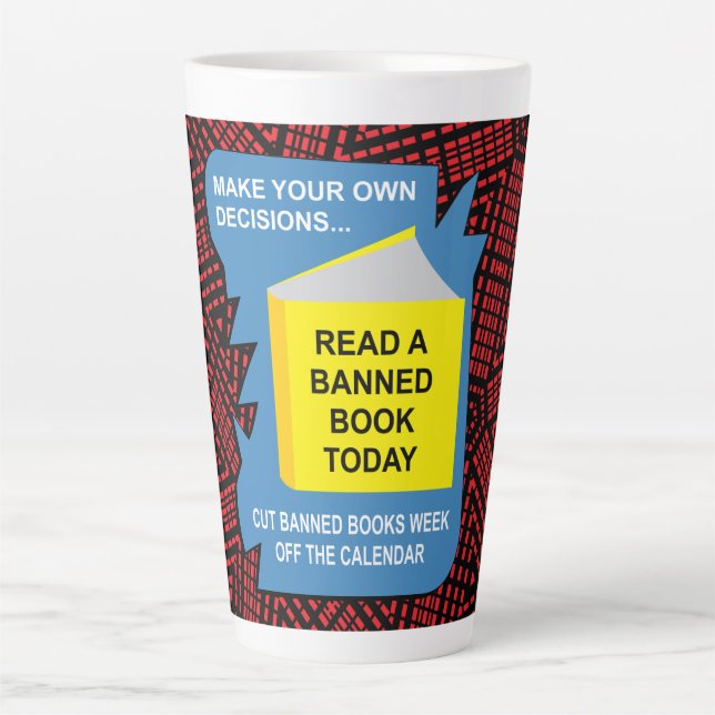 Tasse Latte Livre de livres interdits (Devant)