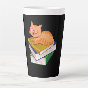 Tasse Latte Livres - Chat et Livres Livre Lover Cadeau