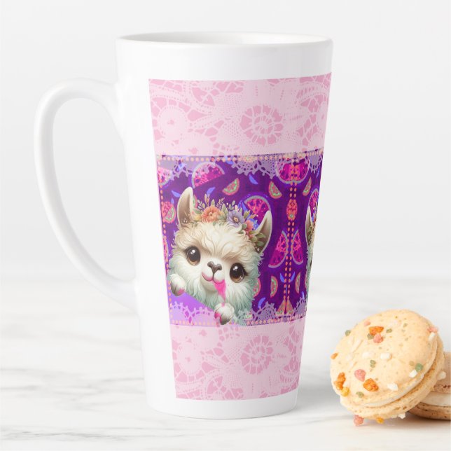 Tasse Latte Llama malicieux (En situation)