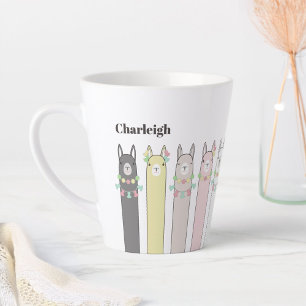 Tasse Latte Llamas Colorées Mignonnes Rétro
