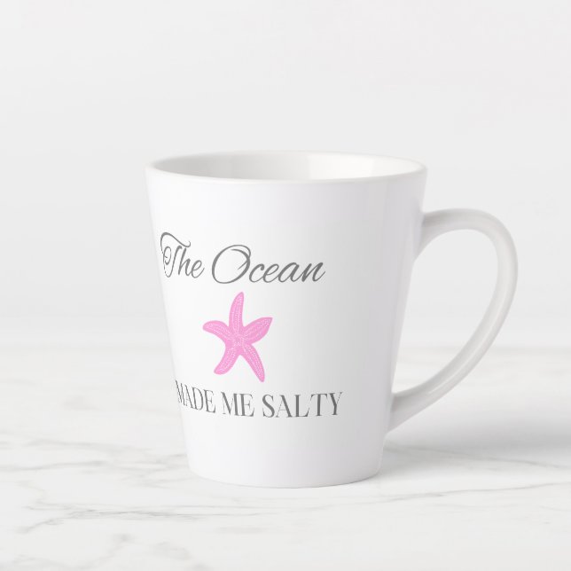 Tasse Latte L'Océan m'a rendu salé, Thème de plage côtière (Droite)