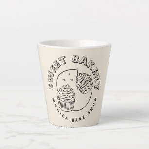 Tasse Latte Logo de boulangerie sucrée vintage