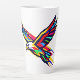 Tasse Latte Logo de sports arc-en-ciel d'aigle volant coloré